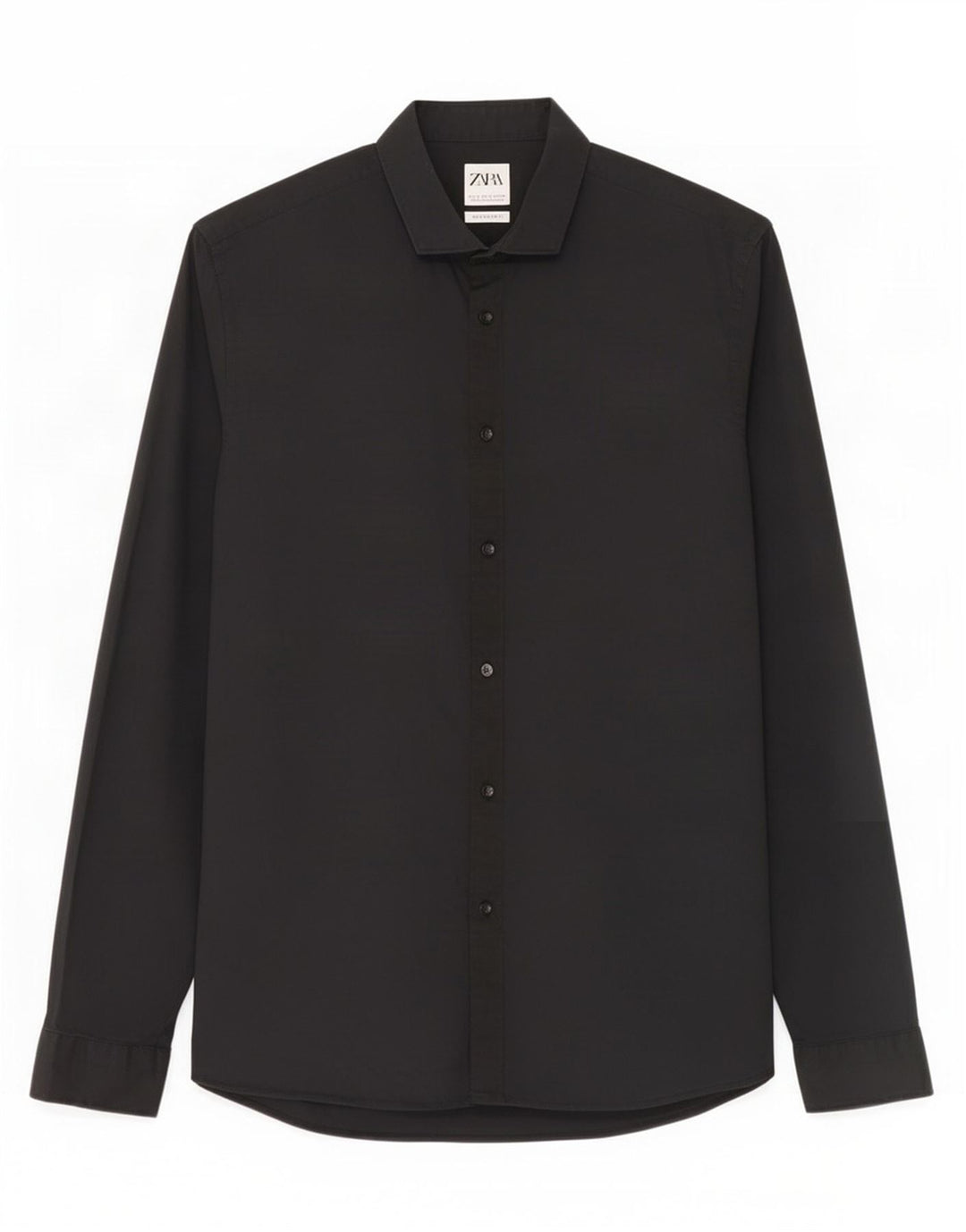 Cămașă Zara bărbați Super Slim Fit, mare, negru, bumbac