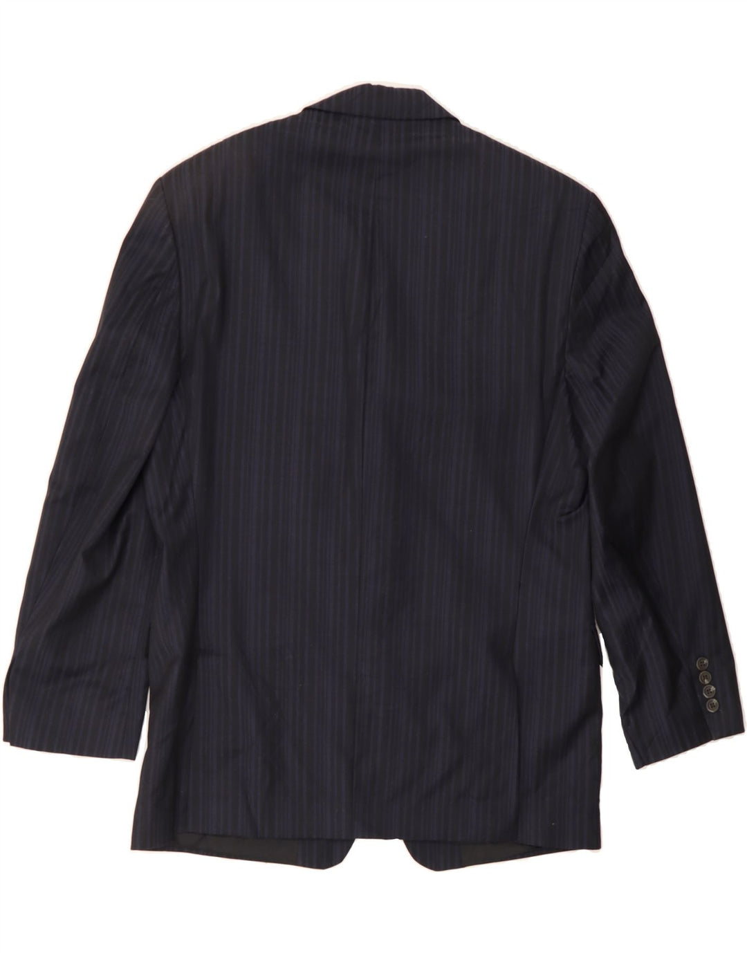 CHAPS Mens 3 Button Blazer Jacket UK 38 Medium Navy Blue Pinstripe Wool Vintage Chaps and Second-Hand Chaps from Messina Hembry 