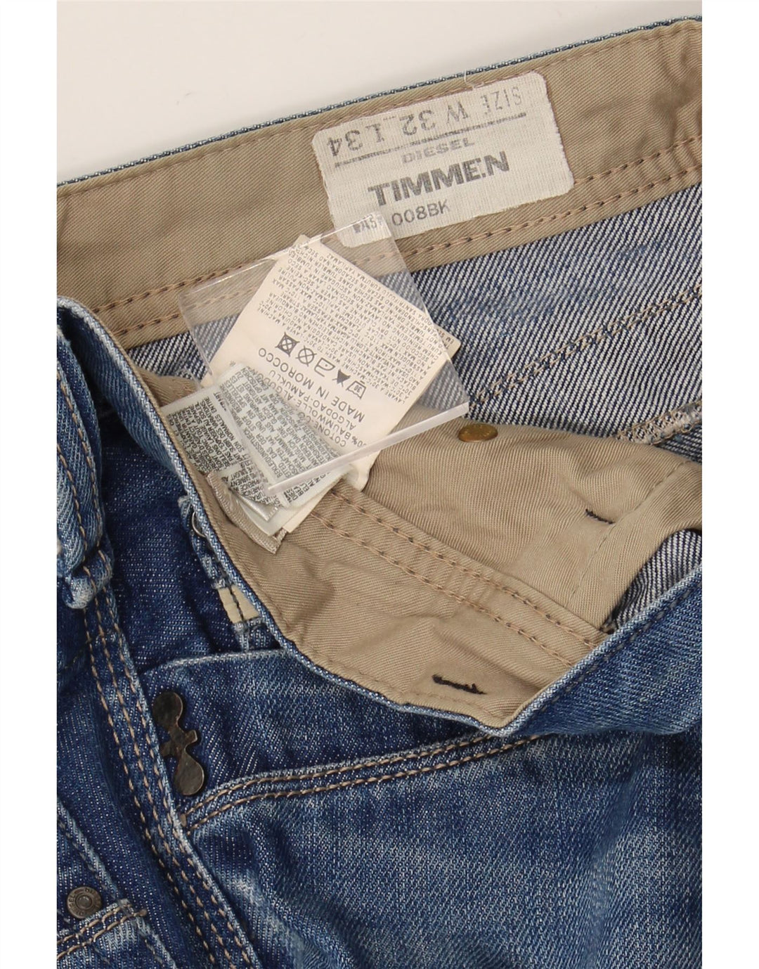 Blugi DIESEL Timmen Straight pentru bărbați W32 L31 Bumbac albastru