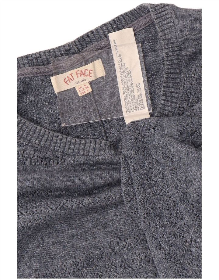 Pulover pentru femei Fat Face, cu nasturi la spate, cu gât de barcă, UK 8, bleumarin, mic
