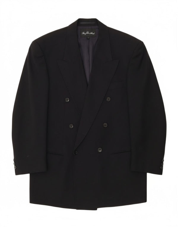 Jachetă pentru bărbați Hugo Boss Blazer dublu piept UK 40 Lână neagră mare