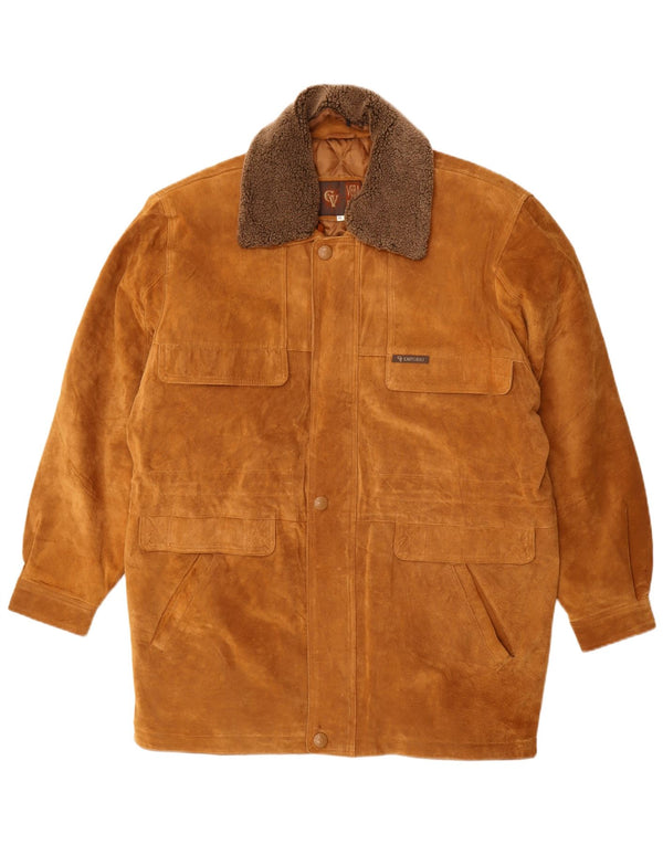 GV Emporio Pardesiu bărbătesc de piele întoarsă pentru bărbați UK 38 Medium Beige