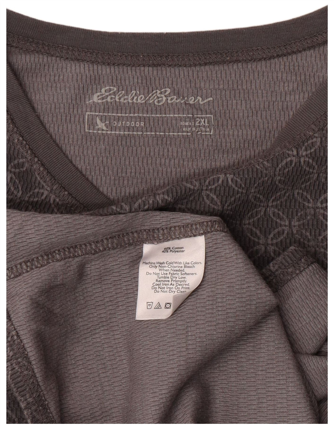 Eddie Bauer Top pentru femei cu mânecă lungă UK 20 2XL bumbac geometric gri