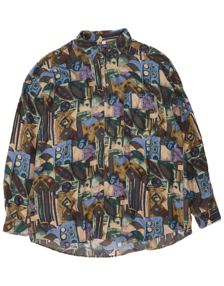 Cămașă cu model abstract pentru bărbați Fast Fast Mărimea 41/42 Mătase mare multicoloră