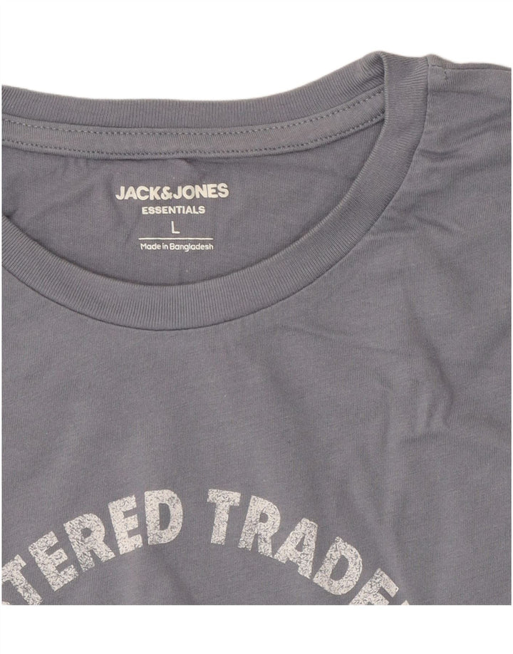 JACK & JONES Mens Graphic T-Shirt Top Large Grey Cotton Vintage Jack & Jones and Second-Hand Jack & Jones from Messina Hembry 