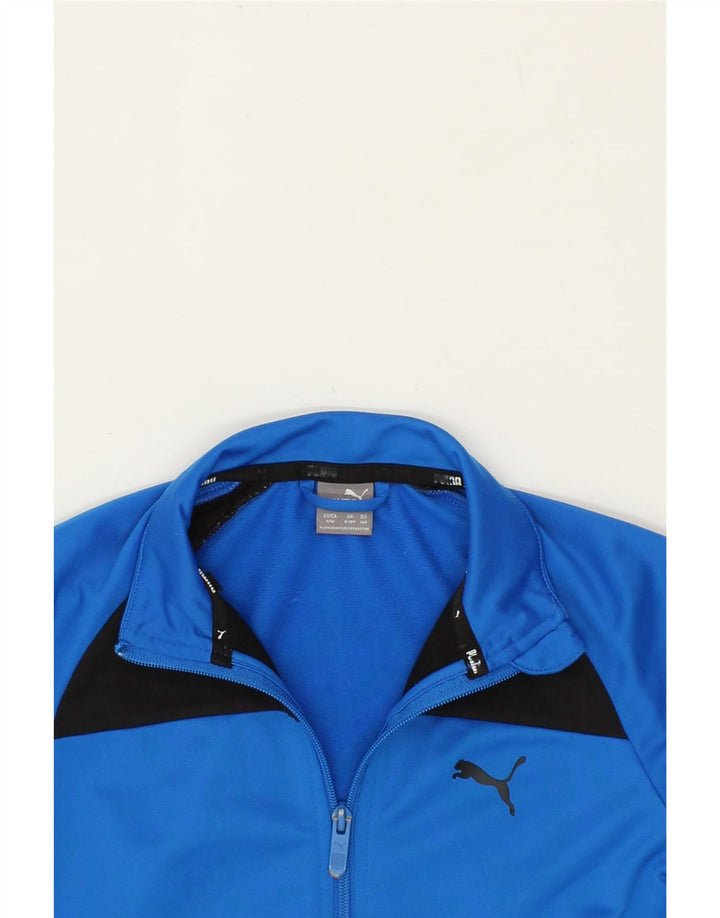 PUMA Boys Graphic Tracksuit Top Jacket 9-10 Years Small Blue Colourblock Vintage Puma and Second-Hand Puma from Messina Hembry 