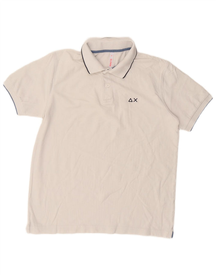 Tricou polo Sun68 pentru bărbați, bumbac alb mediu