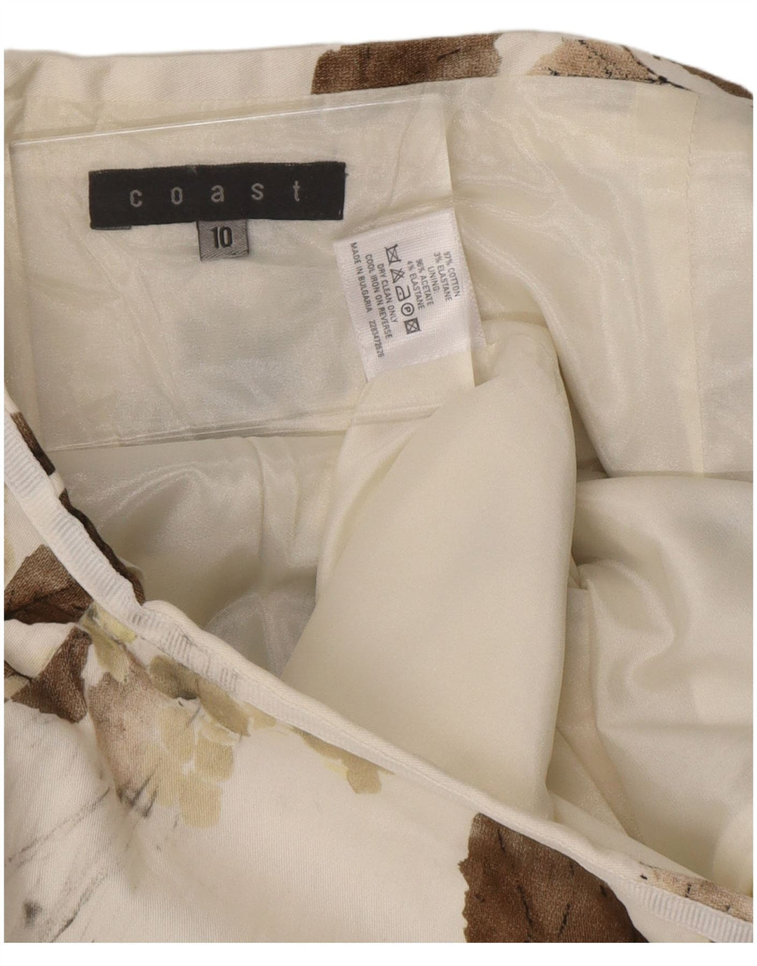 COAST Fusta A-Line pentru femei UK 10 Small W28 Bumbac Floral Alb