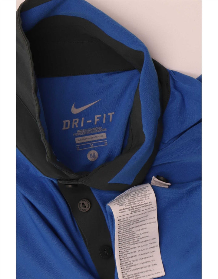Tricou polo Nike pentru bărbați Dri Fit, albastru mediu, poliester color bloc