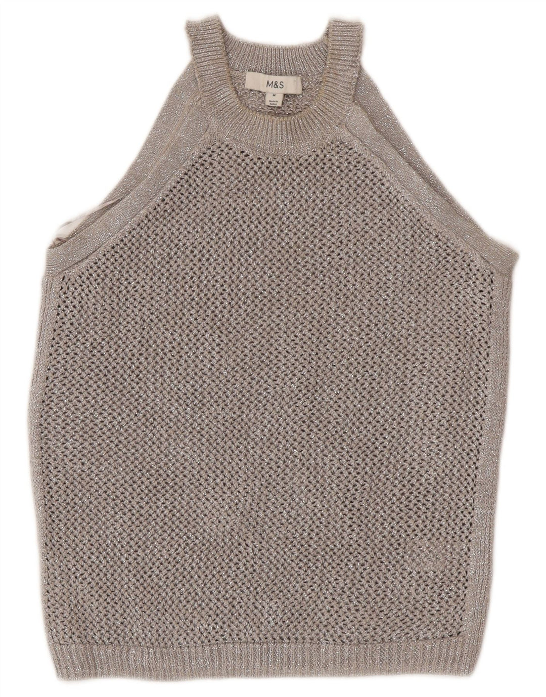 Crop Top Crochet pentru Damă Marks & Spencer UK 12 Medium Gri Pete Bumbac