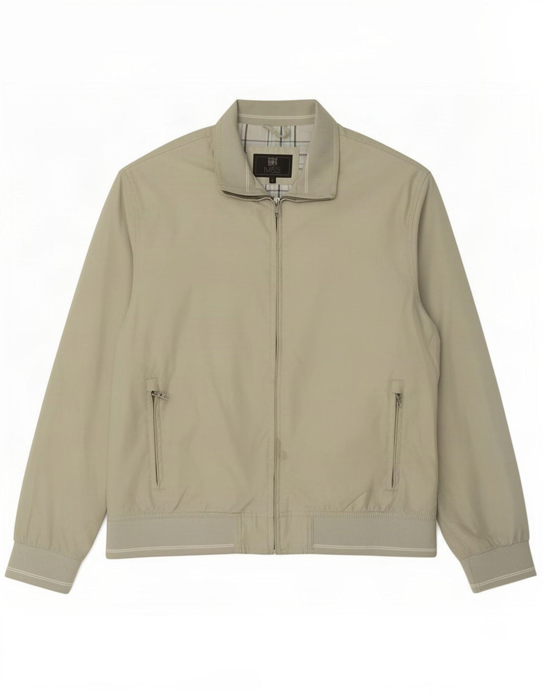 Jachetă bomber pentru bărbați Marks & Spencer, cu ajustare standard, UK 40, mare, verde, poliester