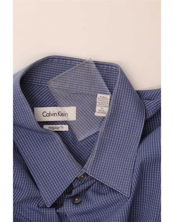 Cămașă Calvin Klein pentru bărbați, cu formă regulată, mărimea 17 XL, bumbac vichy, albastru bleumarin
