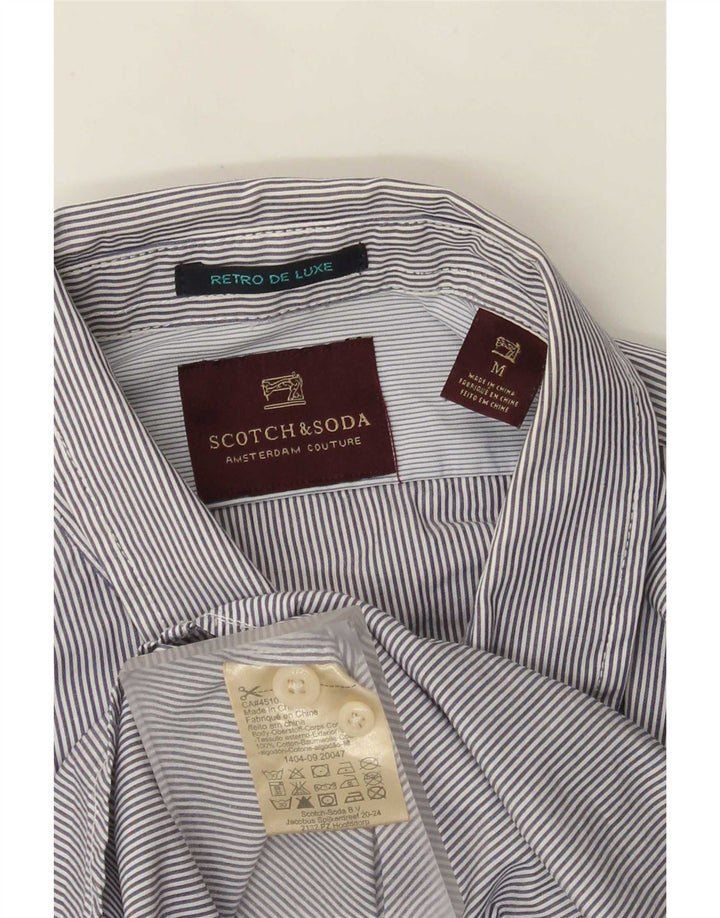 Cămașă pentru bărbați Scotch & Soda, bumbac cu dungi, albastru bleumarin mediu