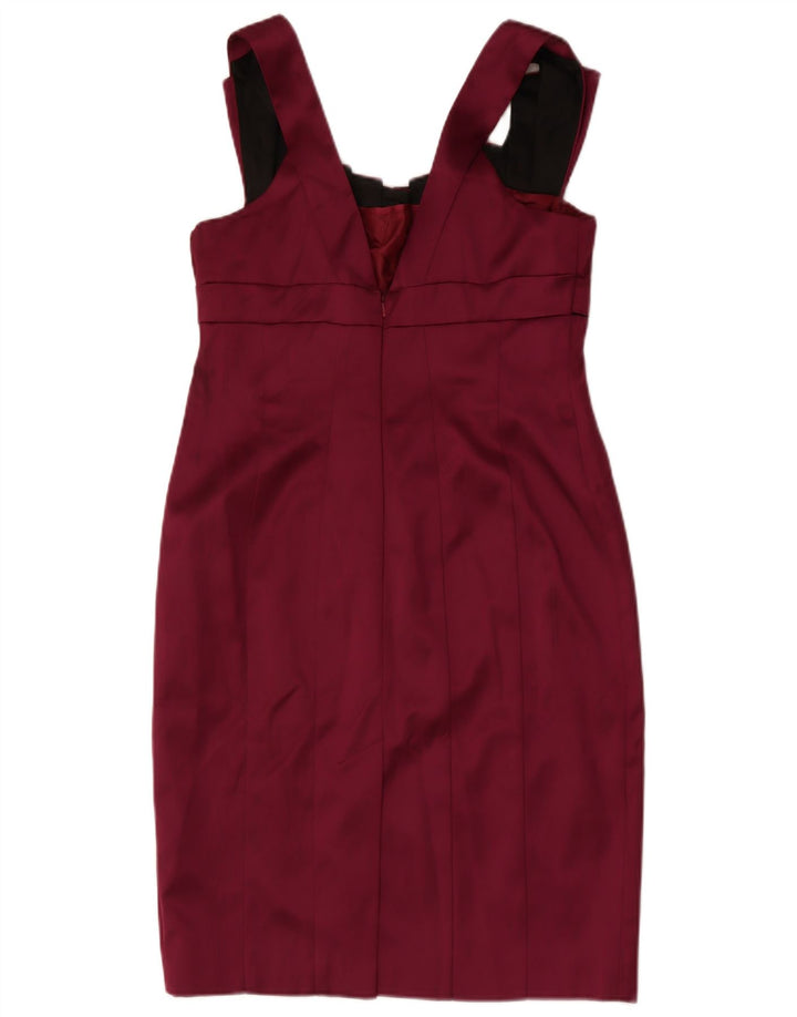 KAREN MILLEN Rochie bodycon fără mâneci pentru femei UK 16 Acetat burgundy mare
