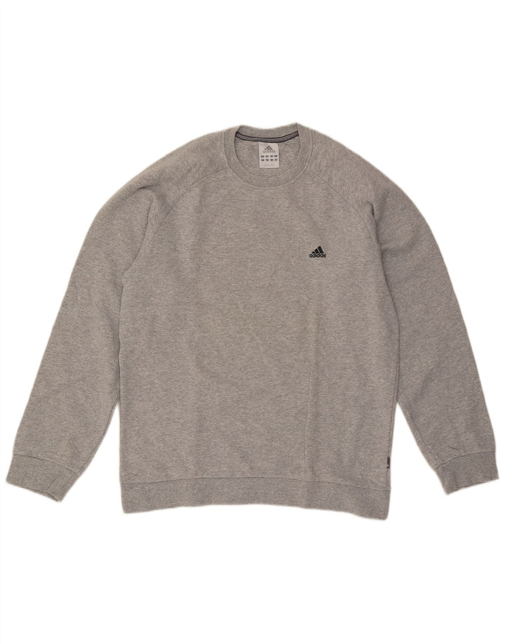 Hanorac pentru bărbați Adidas Jumper mare, gri bumbac cu pete