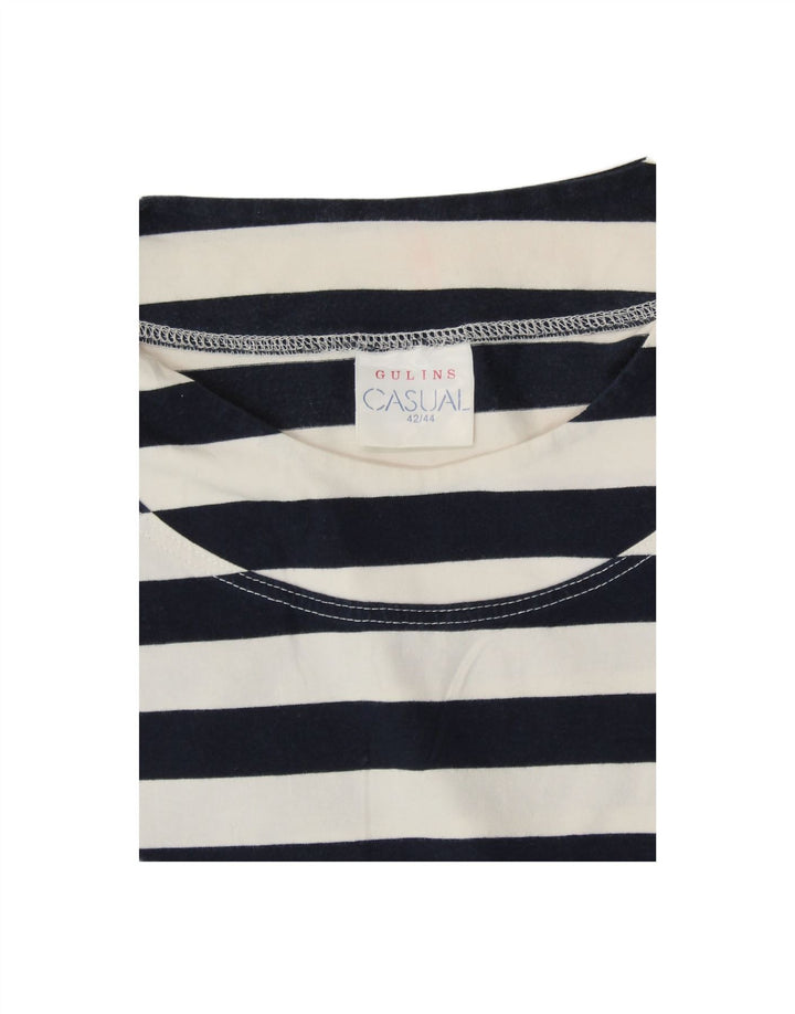 VINTAGE Womens Casual Top Long Sleeve IT 42/44 Medium Navy Blue Striped