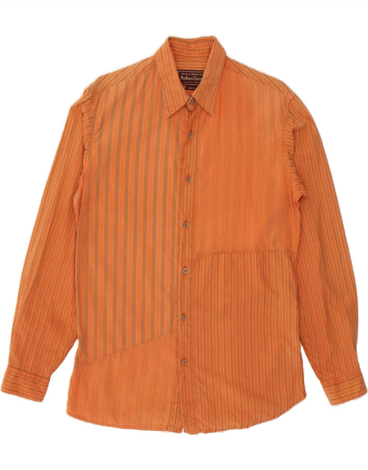 MARLBORO CLASSICS Mens Shirt Medium Orange Striped Cotton Vintage Marlboro Classics and Second-Hand Marlboro Classics from Messina Hembry 