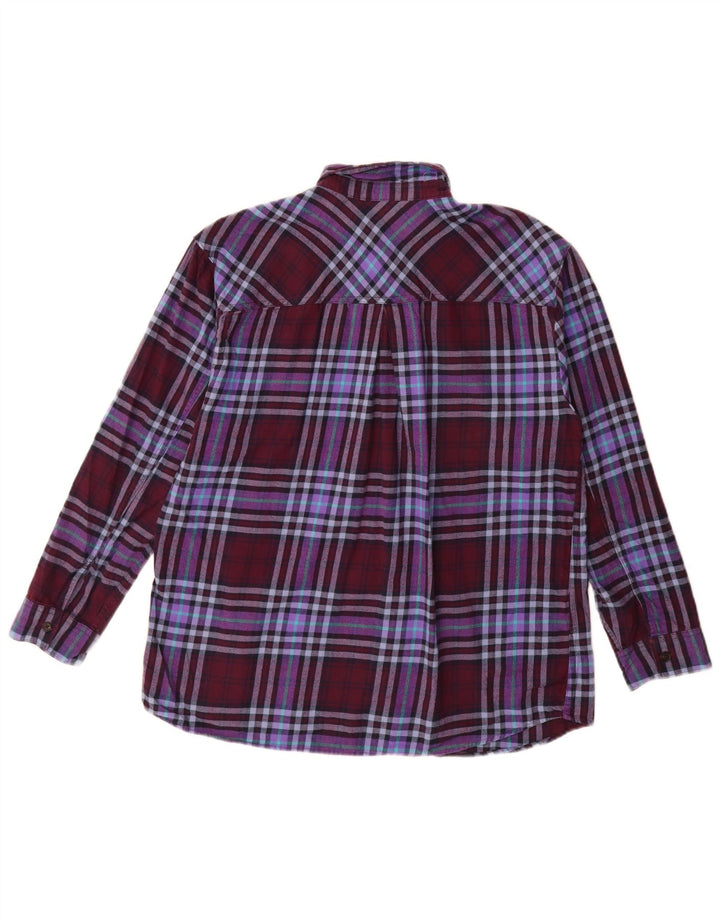 EDDIE BAUER Cămașă de flanel pentru femei Boyfriend Fit UK 14 Medium Burgundy Check
