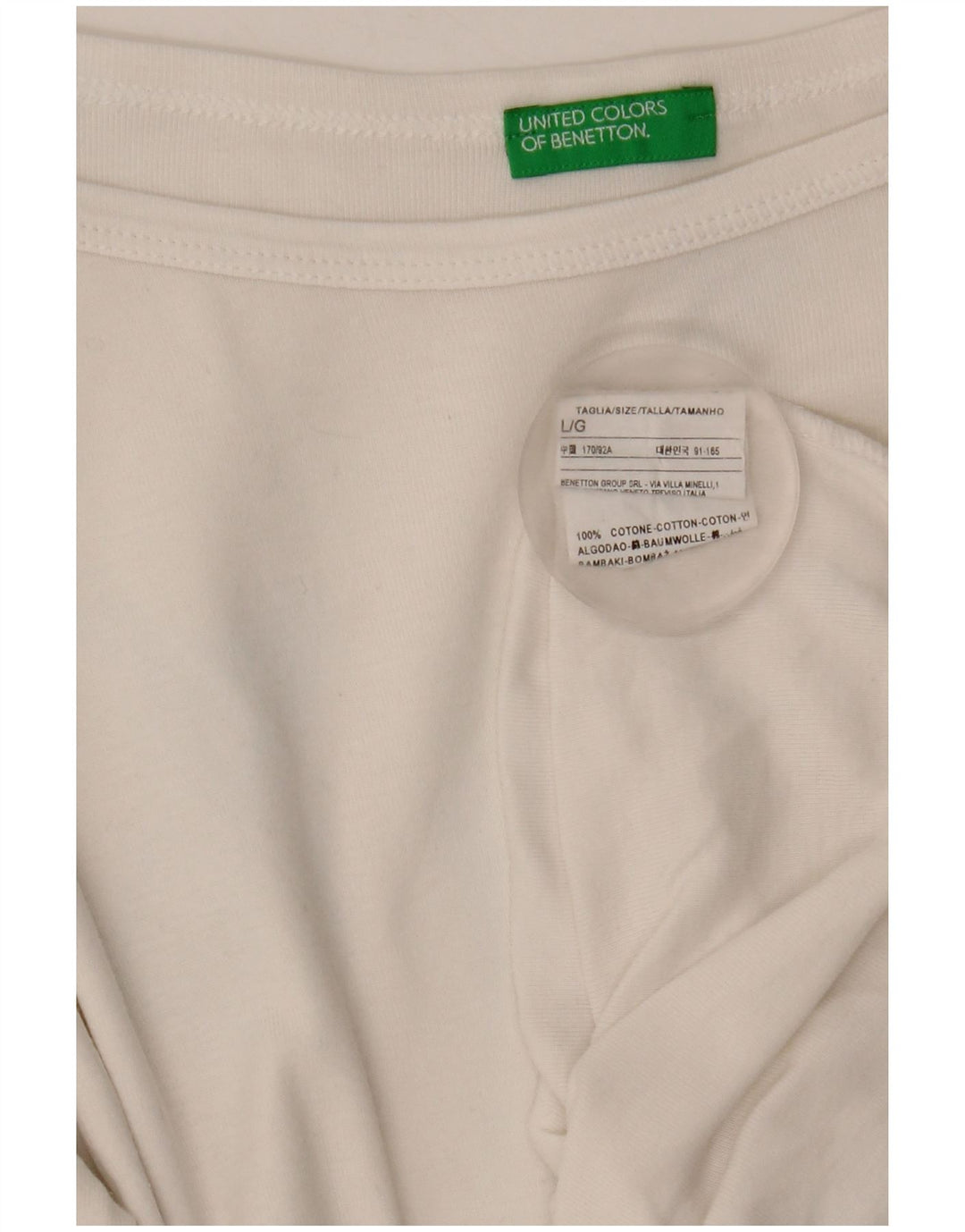 Benetton Top pentru femei cu mâneci 3/4 UK 14, mare, alb, bumbac