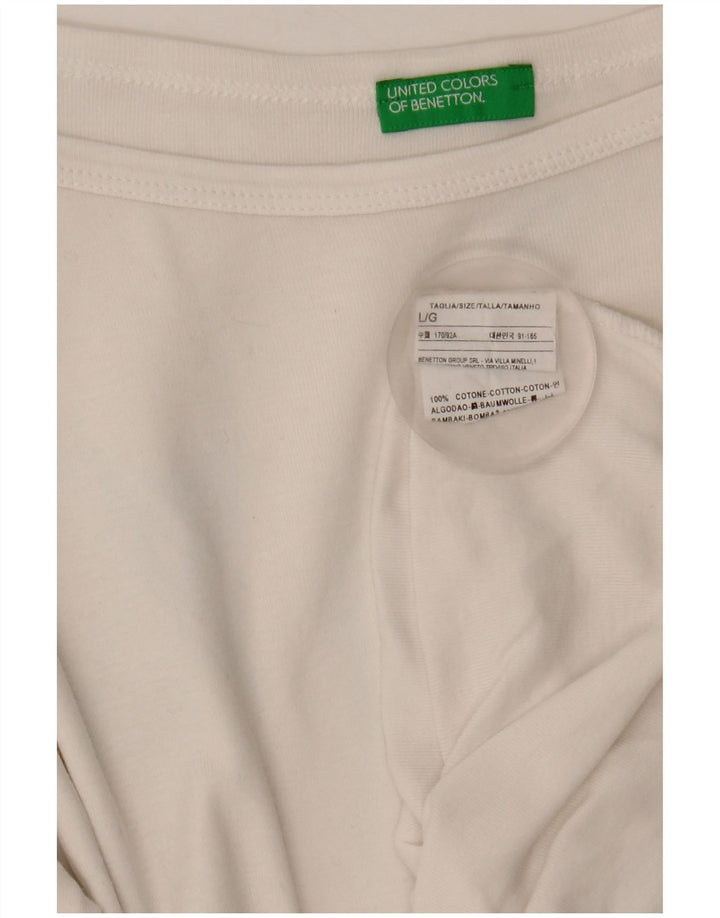 Benetton Top pentru femei cu mâneci 3/4 UK 14, mare, alb, bumbac