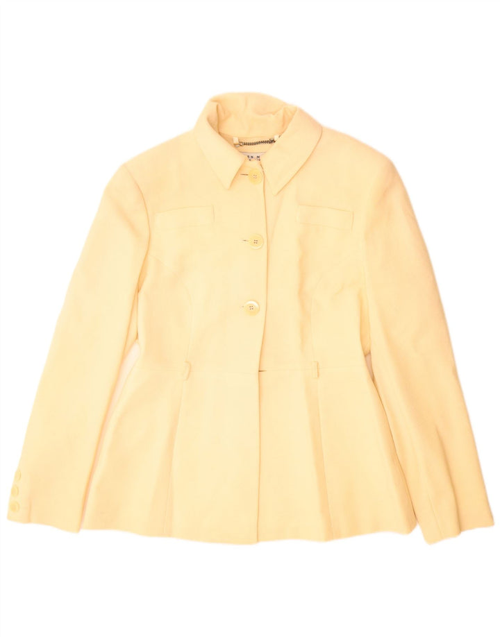 Sacou blazer pentru femei Karen Millen cu 3 nasturi UK 14 Medium Bej Lână nouă