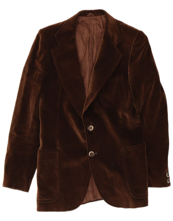 Jachetă vintage pentru bărbați din catifea cu 2 nasturi, UK 36, maro mic
