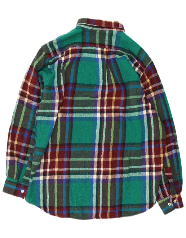 Cămașă Vintage pentru bărbați de flanel XL, verde, carouri, viscoză