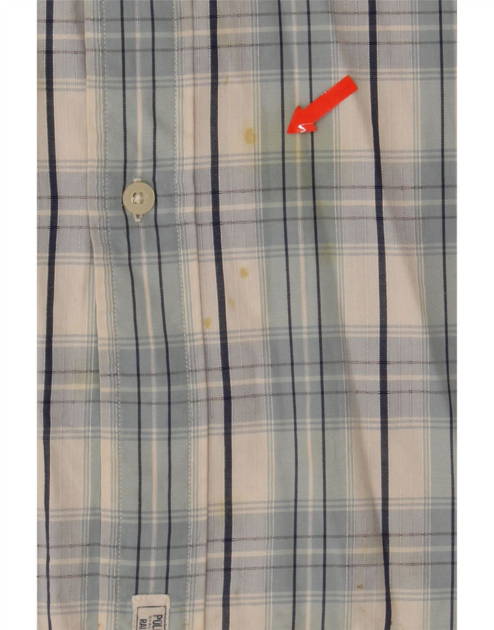 RALPH LAUREN Mens Short Sleeve Shirt Medium Blue Check Cotton Vintage Ralph Lauren and Second-Hand Ralph Lauren from Messina Hembry 