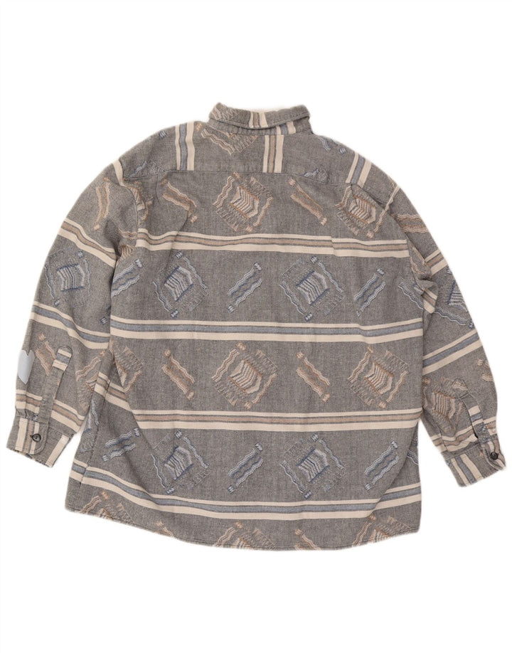 Cămașă de flanel vintage pentru bărbați, mare, gri cu dungi