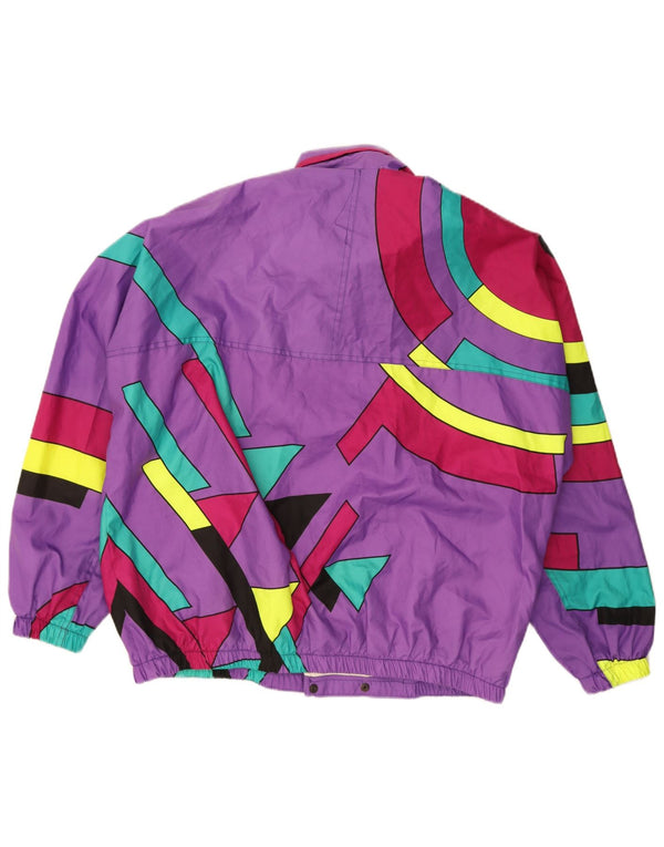 Brugi Mens Loose Fit Anorak Jacket UK 40 Large Purple Geometric Polyester
