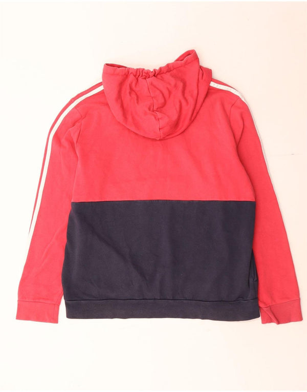 Pulover cu glugă cu grafic Adidas pentru femei UK 20/22 XL, bumbac color bloc roșu