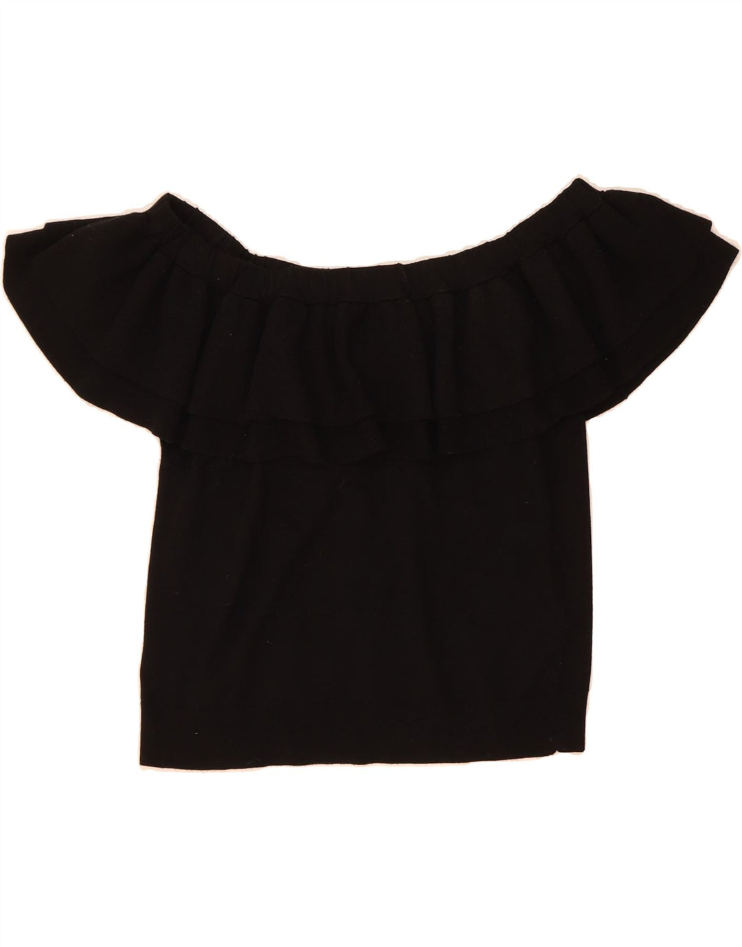J. CREW Womens Crop Off Shoulder Top UK 12 Medium Black Viscose Vintage J. Crew and Second-Hand J. Crew from Messina Hembry 