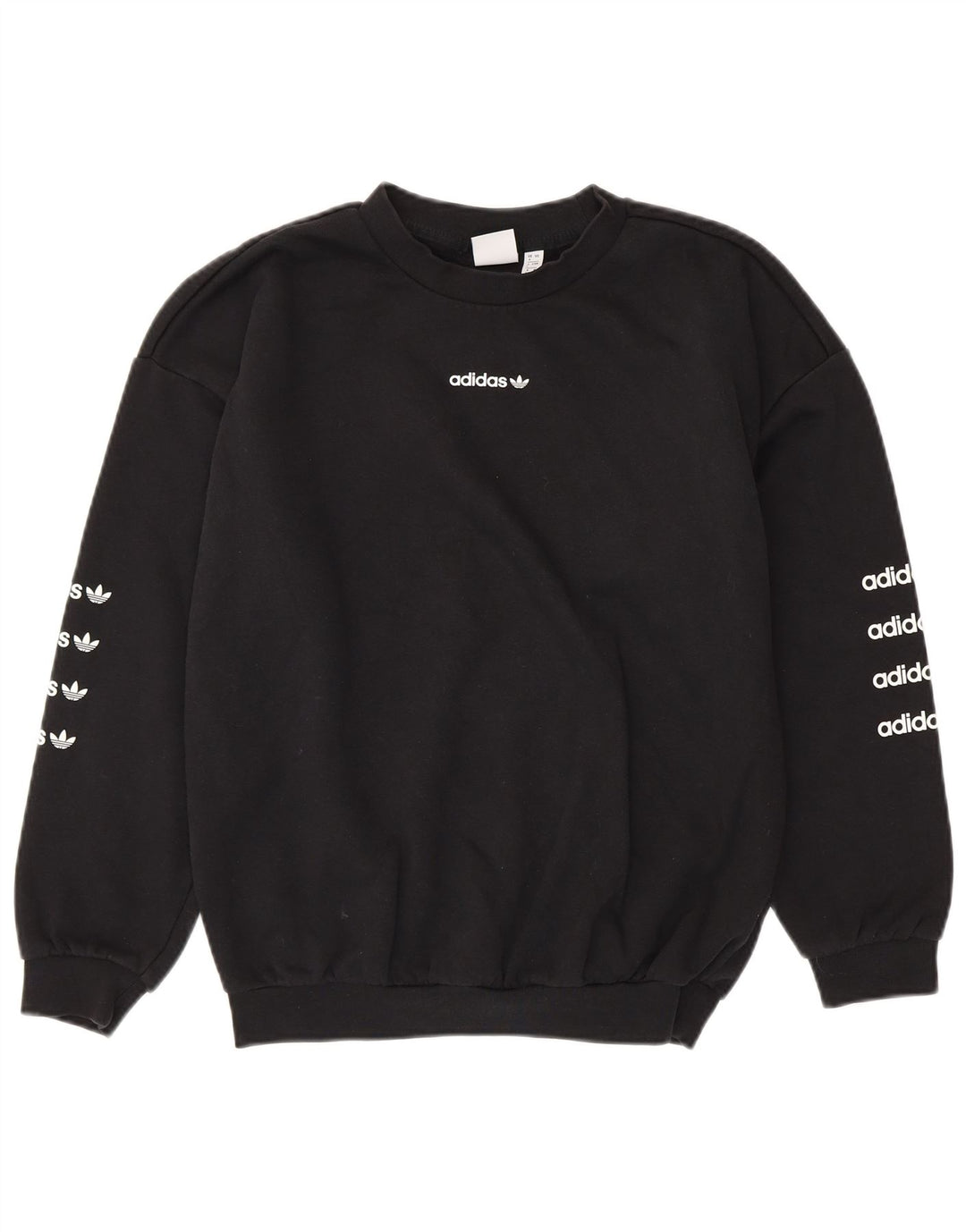 Pulover ADIDAS pentru femei, cu grafic supradimensionat, UK 8, bumbac negru mic