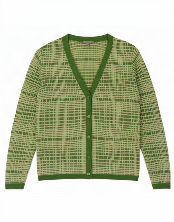 Cos Pulover cardigan pentru femei UK 14 Medium Green Striped Viscose