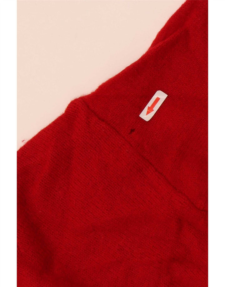Pulover cardigan pentru femei Benetton UK 14 Lână virgină roșie medie