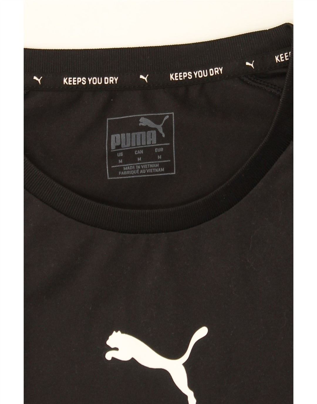 PUMA Mens T-Shirt Top Medium Black Polyester Vintage Puma and Second-Hand Puma from Messina Hembry 