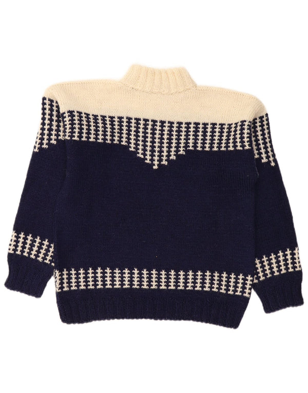 VINTAGE Pulover cu gât țestoasă pentru femei UK 14 Medium Bleumarin