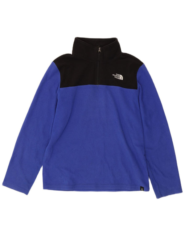 Pulover din lână The North Face pentru băieți, cu fermoar, 14-15 ani, XL, albastru, bloc de culoare