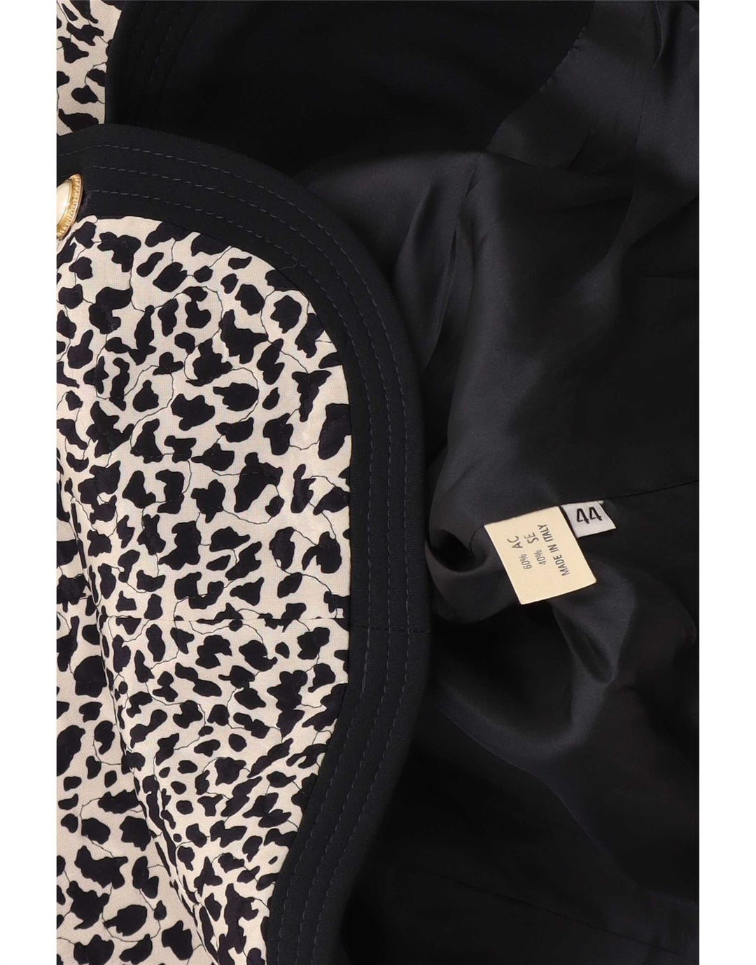 Jachetă vintage pentru femei cu mâneci 3/4 IT 44 Medium Black Animal Print