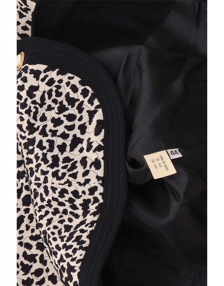 Jachetă vintage pentru femei cu mâneci 3/4 IT 44 Medium Black Animal Print
