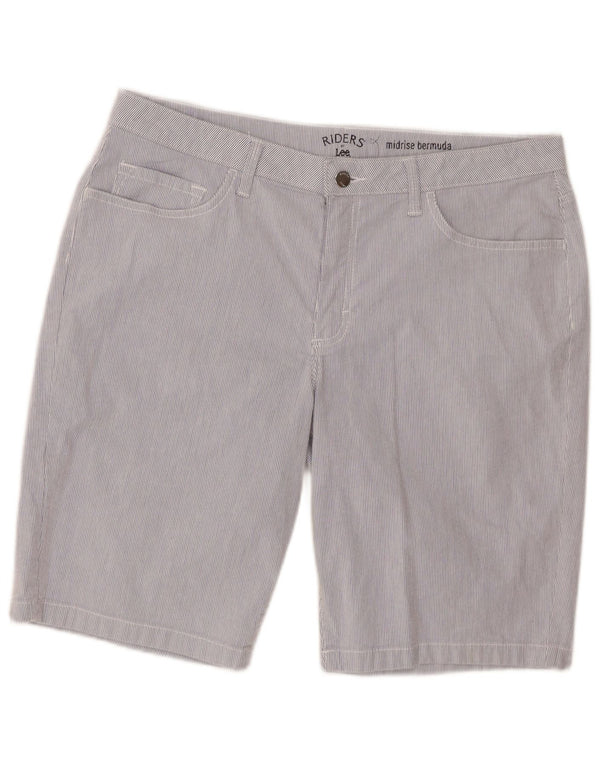 Bermude Lee Riders pentru femei cu talie medie US 16 2XL W36 Blue Pinstripe