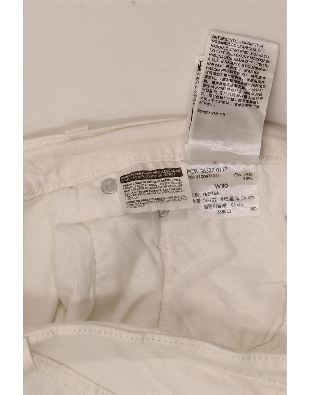 Pantaloni scurți din blugi 501 pentru femei LEVI'S W30 bumbac alb mediu