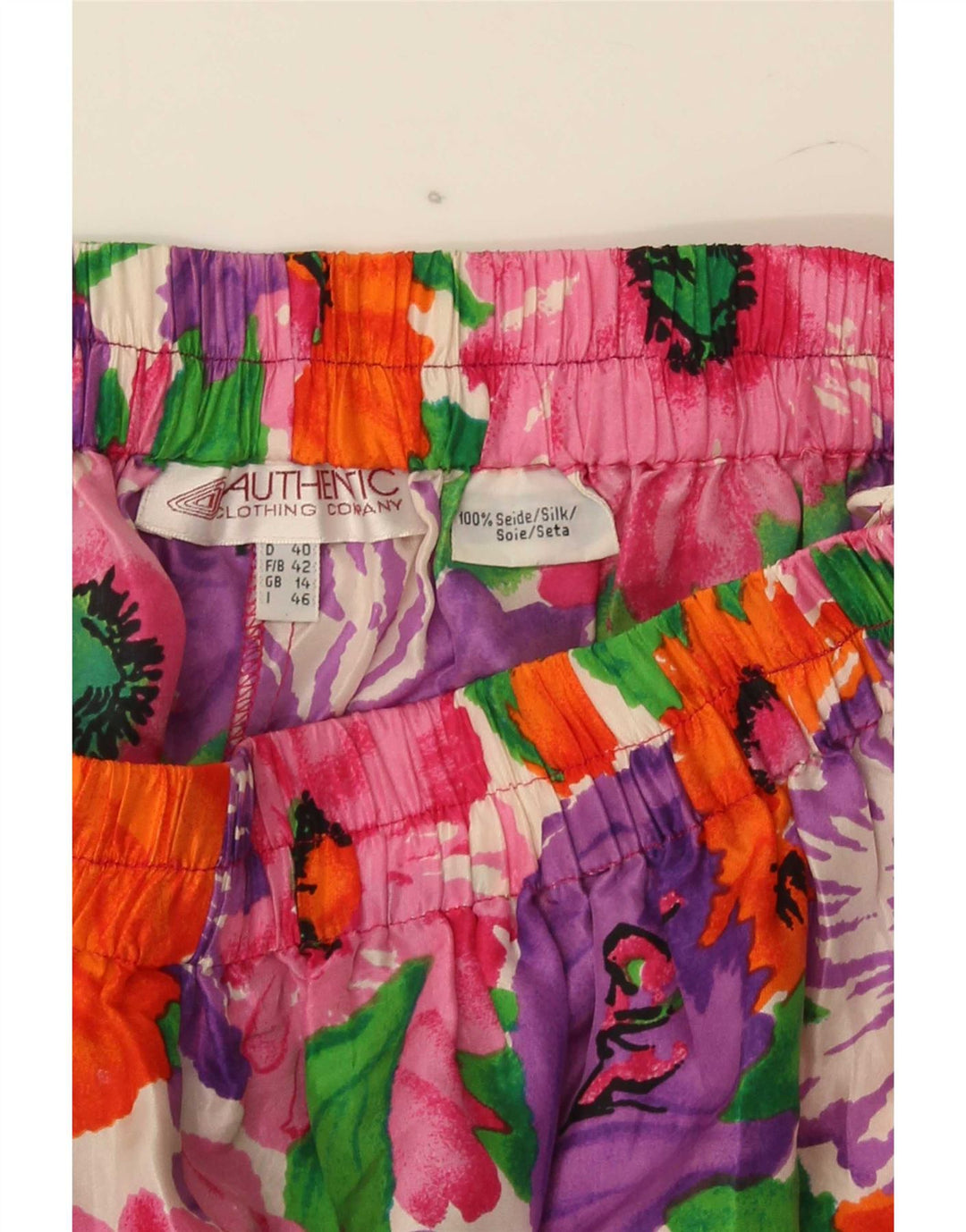 Pantaloni scurți casual autentici pentru femei UK 14 Medium W28 Mătase florală multicoloră