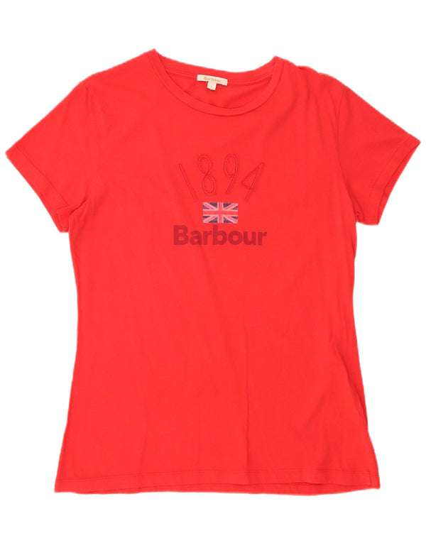 Tricou grafic Barbour pentru femei Top UK 16, mare, roșu, bumbac