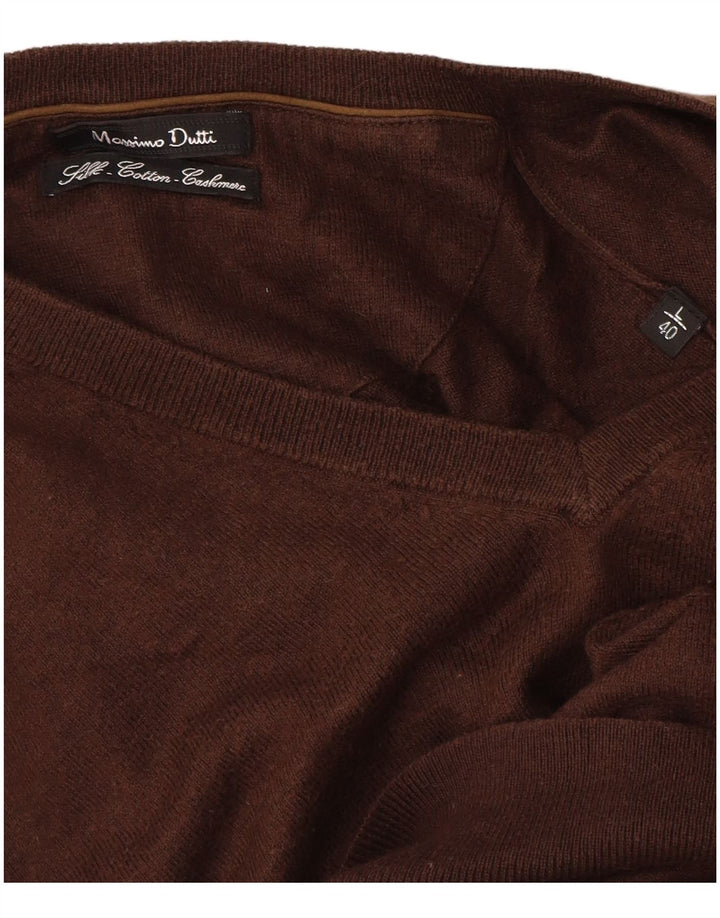 Massimo Dutti Pulover cu decolteu în V pentru bărbați, bumbac maro mare