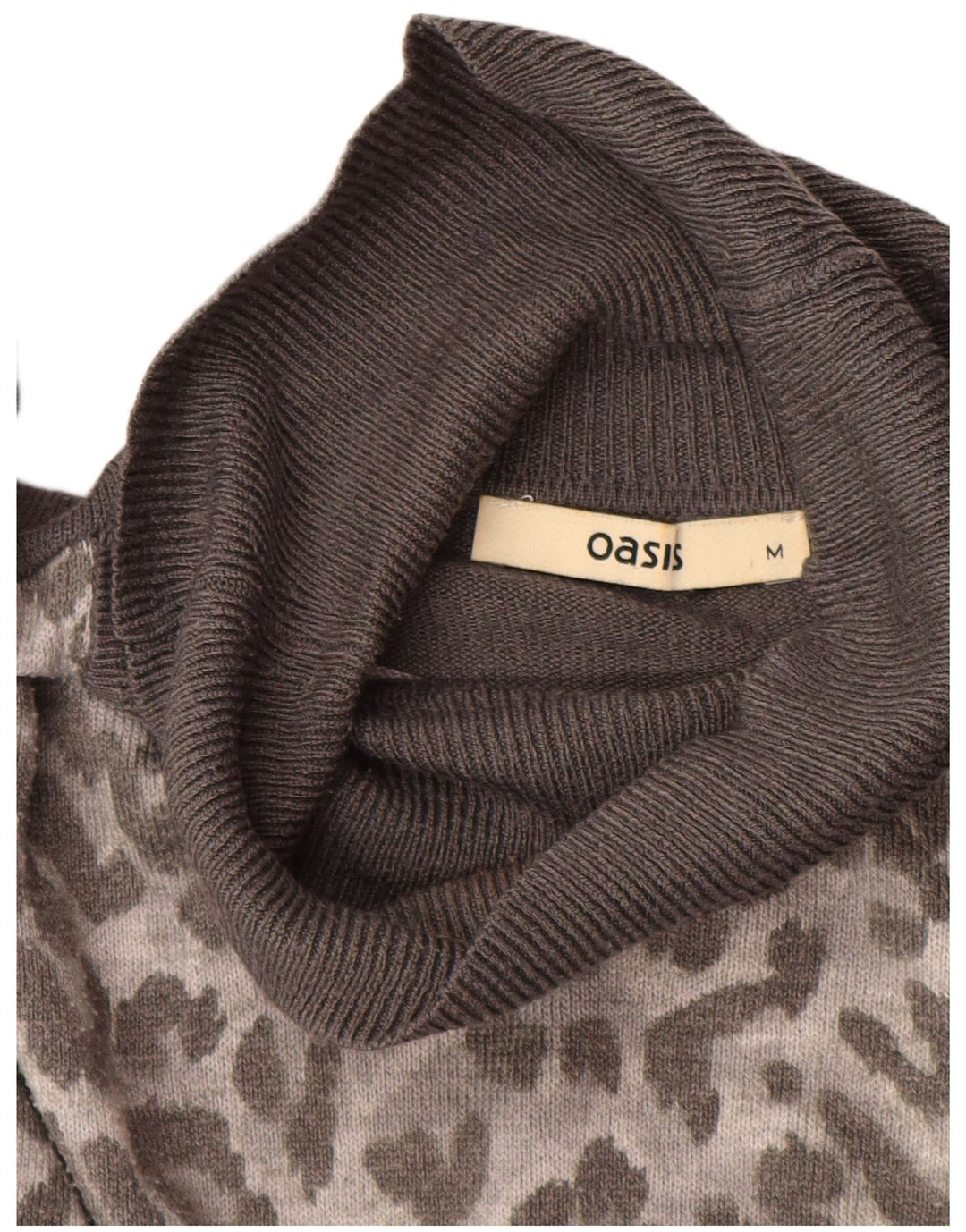 OASIS Pulover cu gât rulat pentru femei UK 14 Medium Gri Animal Print