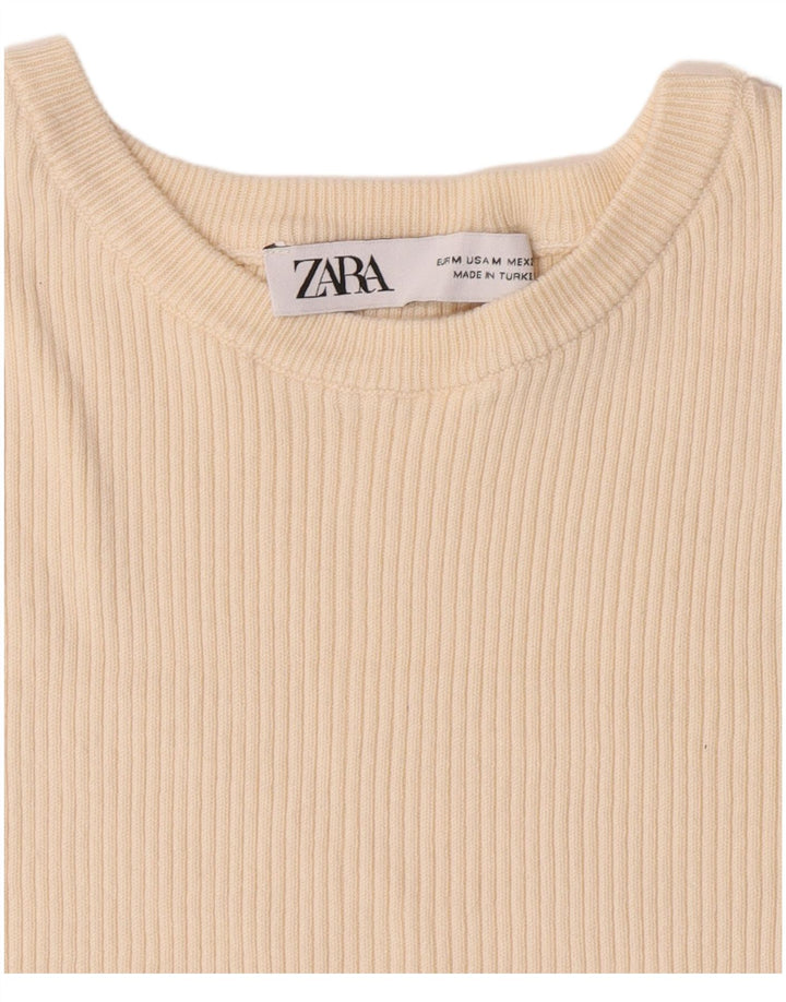 Tricou Crop pentru femei Zara UK 12 Medium Bej