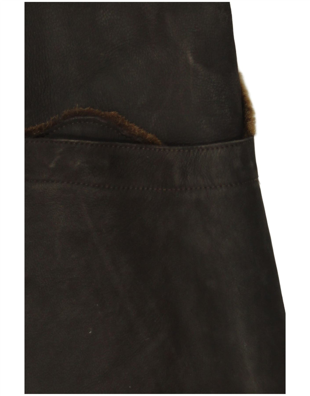 Pardesiu din piele intoarsa pentru femei VINTAGE UK 16 mare maro