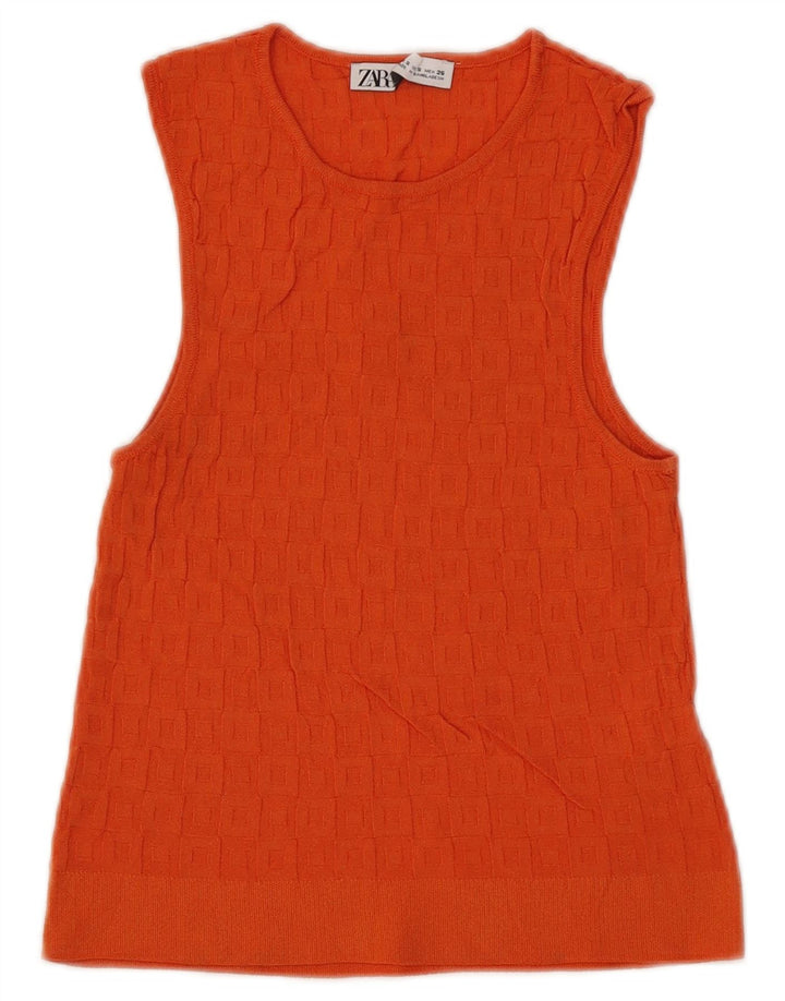 Vestă Crop Top pentru femei Zara UK 8 Small Orange Viscose