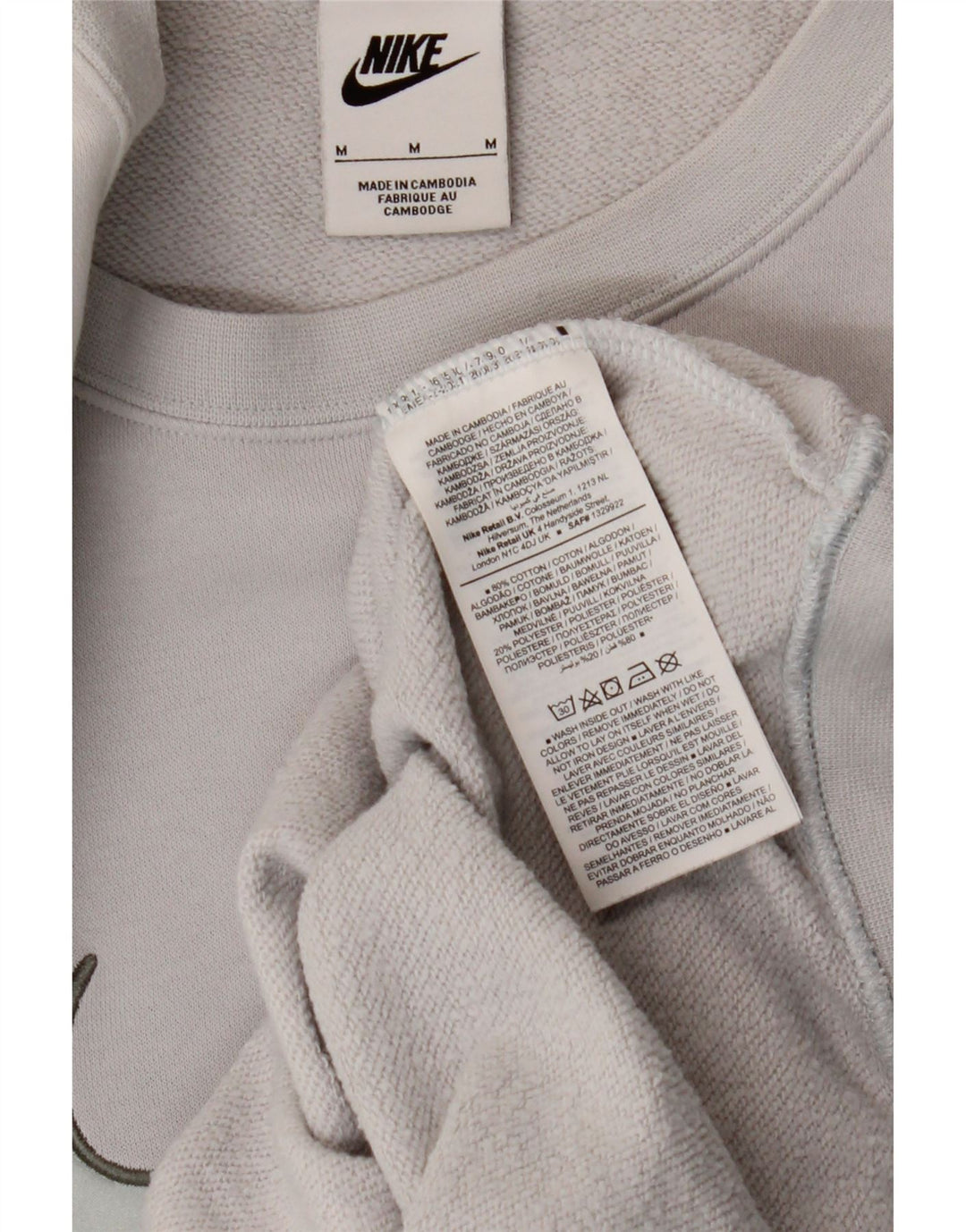 Hanorac grafic Nike pentru femei UK 14 Bumbac gri mediu